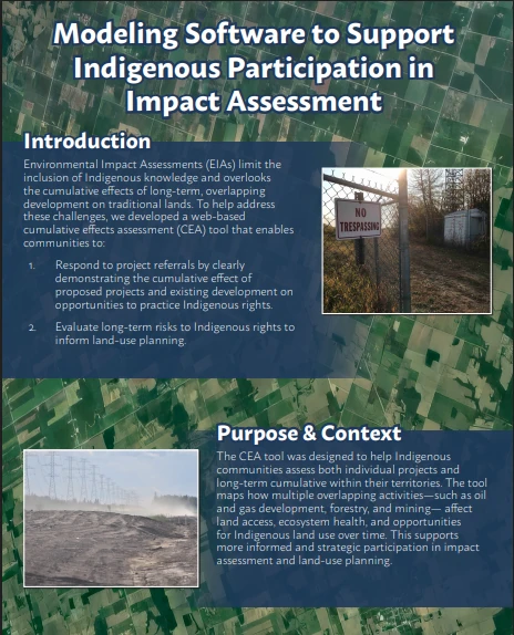 The brochure: Modeling Software to Support Indigenous Participation in Impact Assessment